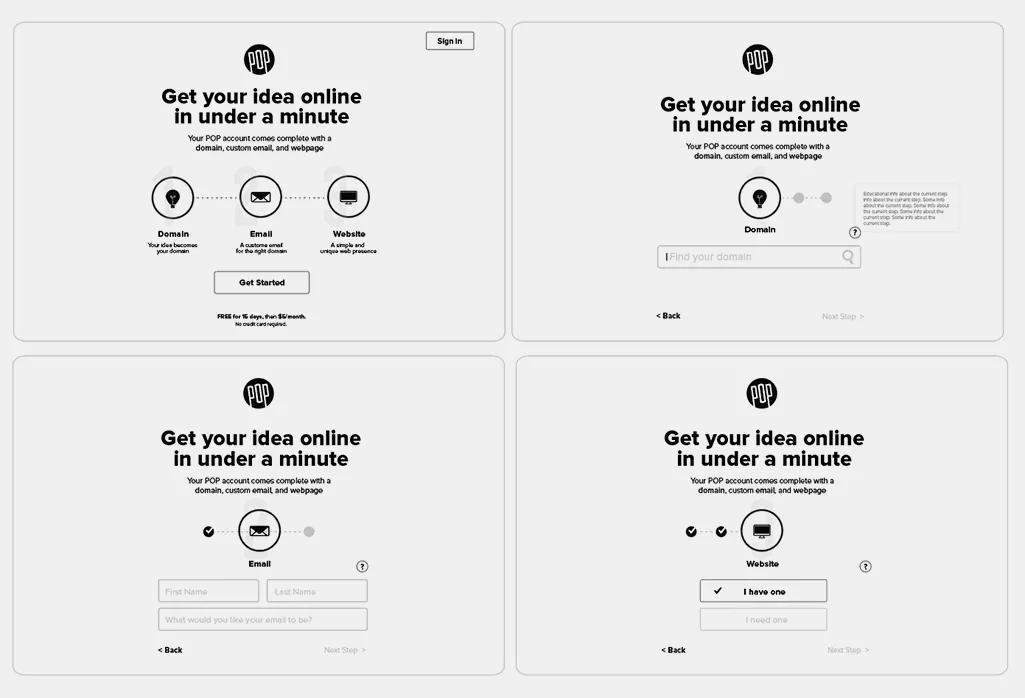 POP Wireframes